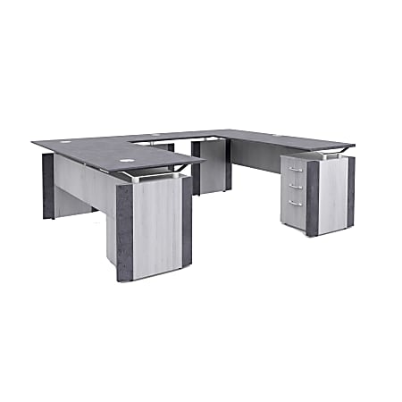 Forward Furniture Allure 72 W Desk U Shape Stormy GrayAshwood White ...