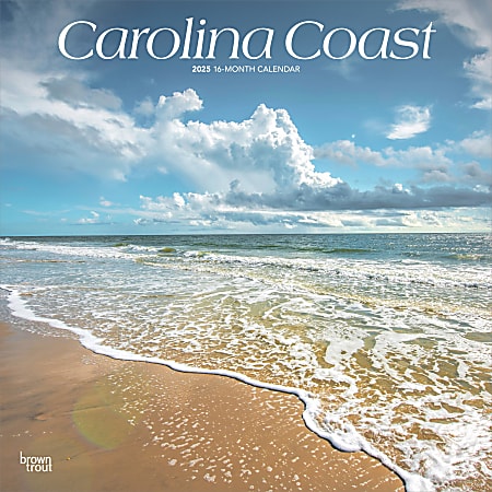 2025 BrownTrout Carolina Coast Monthly Plastic-Free Square Wall Calendar, 12" x 12", American States, January to December 2025, 9781975474591