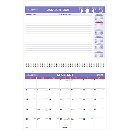 2025 AT-A-GLANCE® Monthly Desk Wall Calendar, 11" x 8-1/2", Traditional, January 2025 To December 2025, PM17028