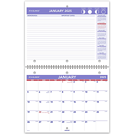 2025 AT-A-GLANCE® Monthly Desk Wall Calendar, 11" x 8-1/2", Traditional, January 2025 To December 2025, PM17028