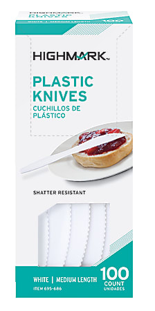 Highmark® Medium-Length Plastic Cutlery, Knives, Pack Of 100 Knives