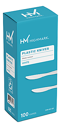 Highmark&reg; Medium-Length Plastic Cutlery, Knives, Pack Of 100 Knives