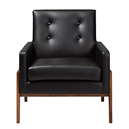 Baxton Studio Franz Lounge Chair, Black/Walnut