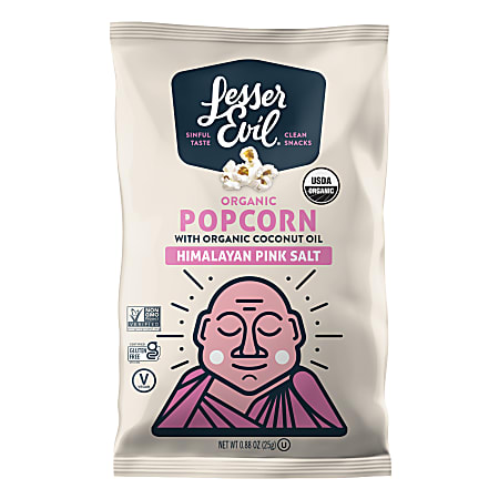 LesserEvil Organic Popcorn, Himalayan Pink, 0.88 Oz, Pack