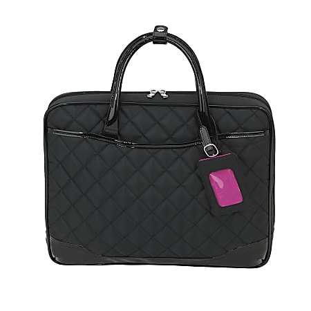 i.e.™ Quilted 16" Slimline Laptop Case, Black/Pink