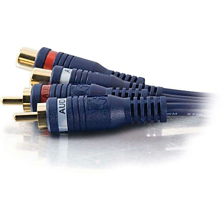 C2G 12ft Velocity RCA Stereo Audio Extension Cable - RCA Male - RCA Female  - 12ft - Blue