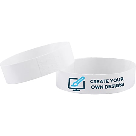 Advantus Printable Tyvek Wristbands, 3/4" x 10", Rectangle, White, Pack Of 500