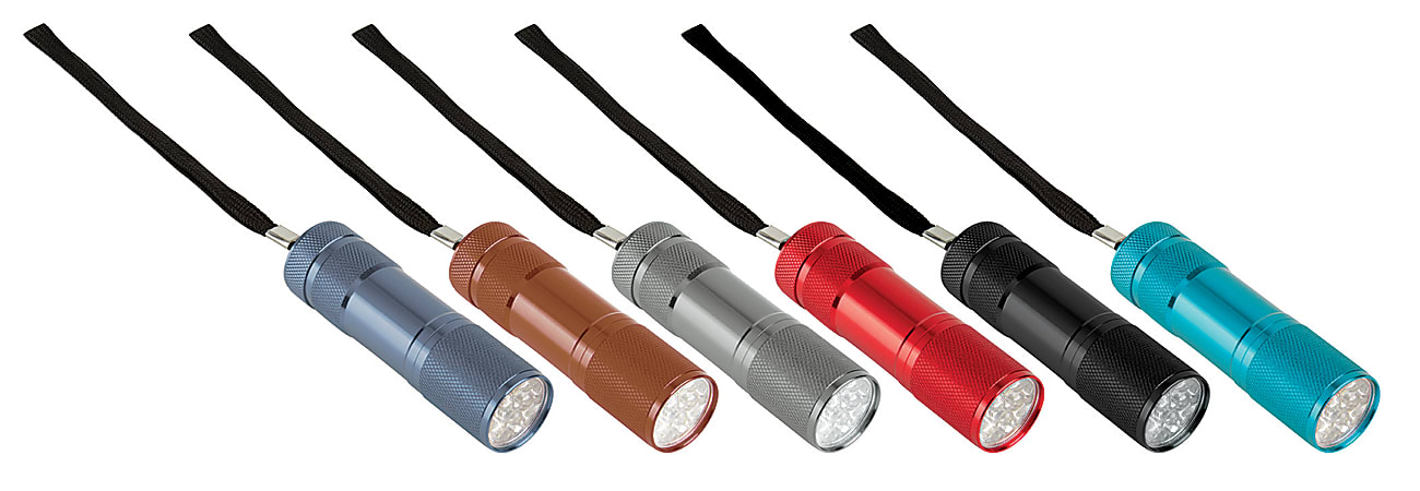 Office Depot® Brand 9-LED AAA Flashlight, 3 5/8"H x 1"W x 1"D, Assorted Colors