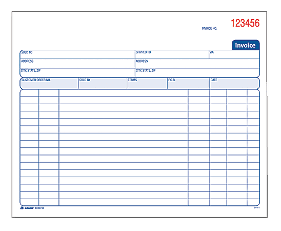 Adams® Carbonless Invoice Books, 2-Part, 8 1/2" x 7 1/4", Pack Of 50