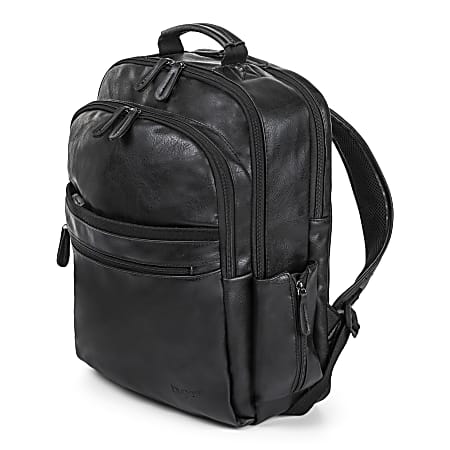 Bugatti Leather Backpack With RFID Pocket And 15.6 Laptop Compartment Black - Office Depot
