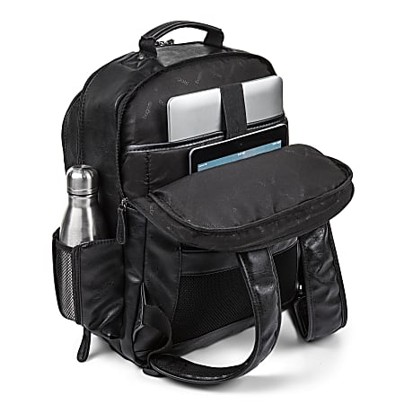 Bugatti Valentino Vegan Leather Backpack With RFID Pocket And 15.6 Laptop  Compartment Black - Office Depot