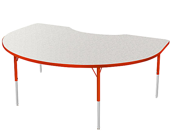Marco Group 48" x 72" Activity Table, Crescent, 21 - 30"H, Gray Glace/Red
