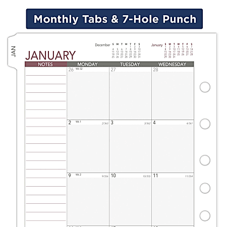 TUL Discbound Monthly Planner Refill With 12 Tab Dividers Letter Size Gray  January To December 2023 - Office Depot