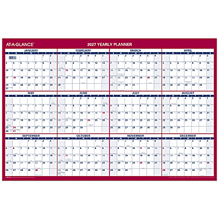 AT-A-GLANCE® 2027 Vertical Horizontal Reversible Yearly Wall Calendar, Large, 24" x 36"