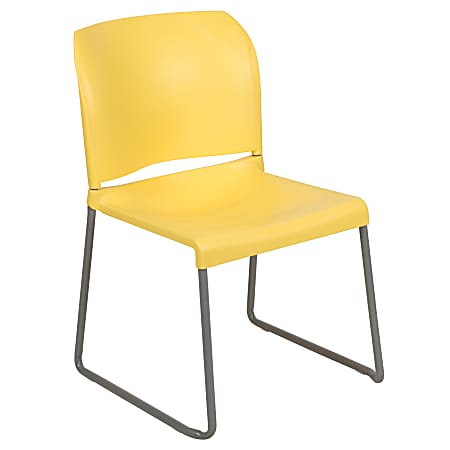 Flash Furniture HERCULES Series Full-Back Contoured Stacking Chair With Sled Base, Yellow