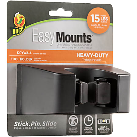 Duck Brand EasyMounts Heavy-Duty Tool Holder - Fiberglass - 1 / Each - Black