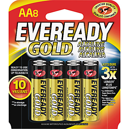 Eveready Gold 8-pack AA Batteries - For Multipurpose - AA - Alkaline - 192 / Carton