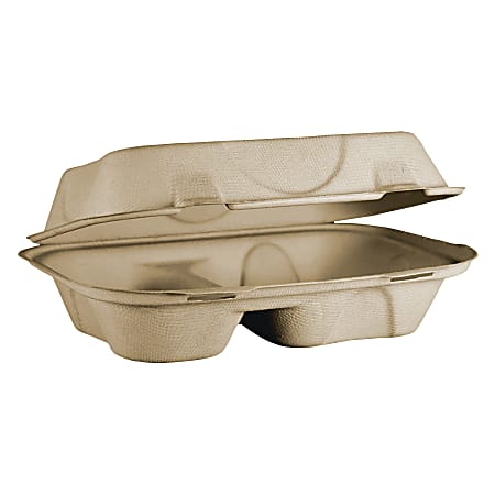 World Centric Fiber Hinged Containers, Hoagie Boxes, Natural, Carton Of 500 Containers