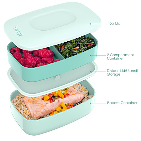 Bentgo Classic All In One Lunch Box Container 3 1316 H x 4 34 W x 7 18 D  Coastal Aqua - Office Depot