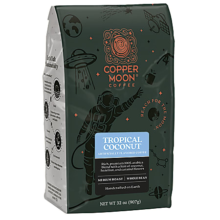 Copper Moon® Coffee Whole Bean Coffee, Tropical Coconut, 2 Lb Per Bag, Carton Of 4 Bags