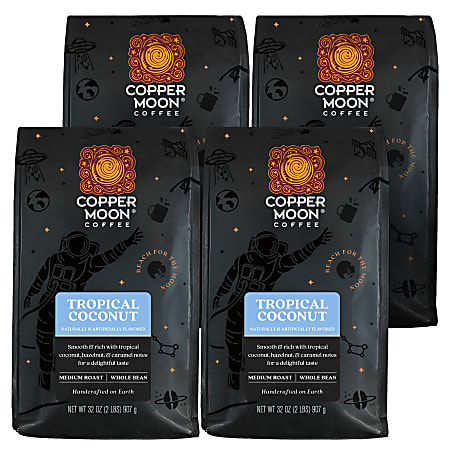 Copper Moon® Coffee Whole Bean Coffee, Tropical Coconut, 2 Lb Per Bag, Carton Of 4 Bags