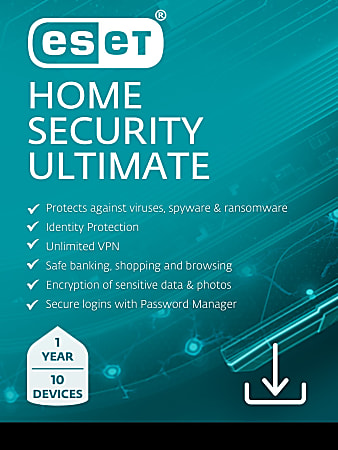ESET Home Security Ultimate 2025, 10 Devices, 1 YR Subscription, PC, Download