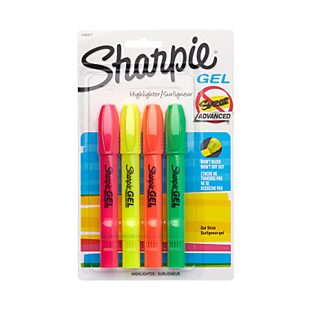 Sharpie® Gel Highlighters, Assorted, Pack Of 4