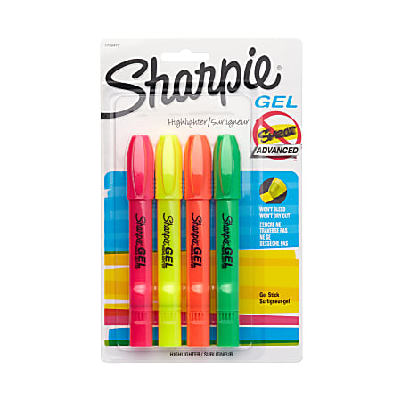 Sharpie® Gel Highlighters, Assorted, Pack Of 4