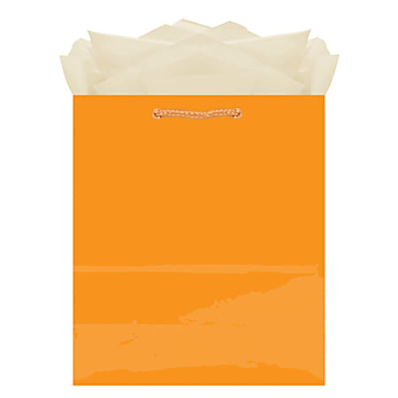 Amscan Glossy Gift Bags, Medium, Orange, Pack Of