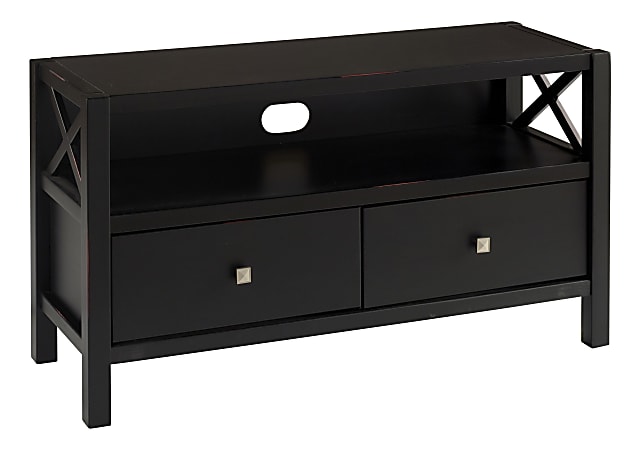 Linon Home Décor Products Olivia 2-Drawer Media Console, 24"H x 46-1/2"W x 16"D, Black