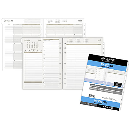 AT A GLANCE 2026 Daily Planner Two Pages Per Day Refill Loose Leaf ...