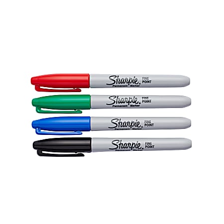 Sharpie® Permanent Fine-Point Markers, Assorted Colors, Pack Of 4