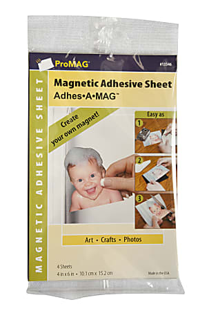 ProMAG Magnet Sheets With Adhesive, 4" x 6", Pack Of 4