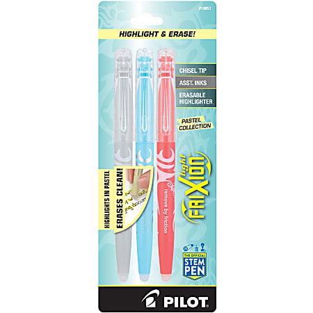 Pilot FriXion Light Pastel Erasable Highlighters, Chisel Tip, Assorted, 8  Count