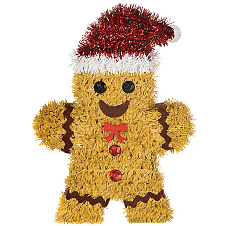 Amscan Christmas Small Tinsel 6-Piece 3D Gingerbread, 5-3/4"H x 4-1/2"W x 1-1/4"D, Brown