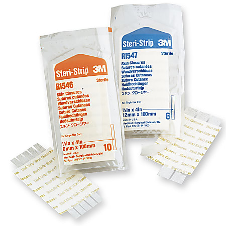 3M™ Steri-Strip™ Adhesive Skin Closures (Reinforced), 1" x 5", 4 Strips Per Envelope, Pack Of 25