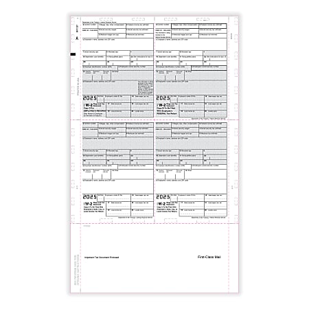 ComplyRight® W-2 Tax Forms, Employee’s Copy B, C, 2 Or Extra Copy, 4-Up (Box), EZ-Fold Duplex, 14", Pack Of 500 Forms
