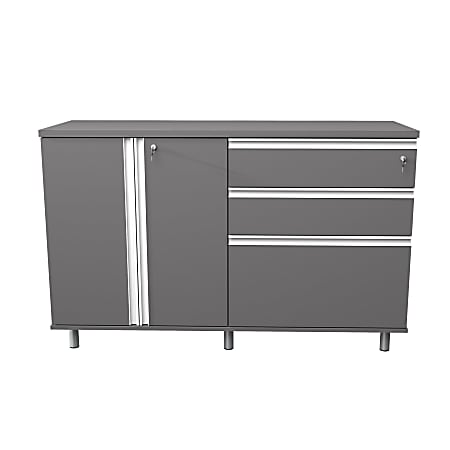 Inval Ordnung 35"W Garage Storage Cabinet, Gray/Aluminum