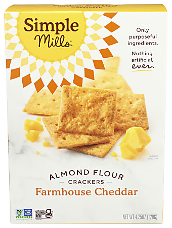 Simple Mills Almond Flour Crackers, Farmhouse Cheddar, 4.25 Oz, Total Qty 6