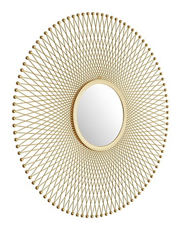 Zuo Modern Glow Round Mirror, 35"H x 35"W x 13/16"D, Gold