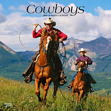 2025 BrownTrout Cowboys Monthly Plastic-Free Square Wall Calendar, 12" x 12", Americana, January to December 2025, 9781975476885