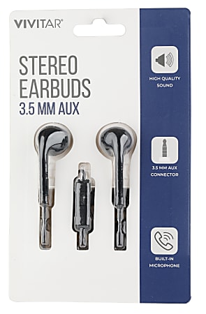 Vivitar Wired Stereo Earbuds, Black, NIL8001