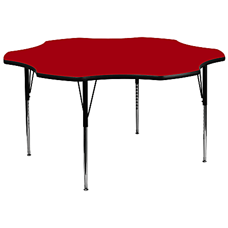 Flash Furniture Flower Thermal Laminate Activity Table With Height-Adjustable Legs, 30-1/8" x 60", Red