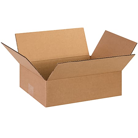 Partners Brand Flat Corrugated Boxes, 13" x 10" x 4", Kraft, Pack Of 25