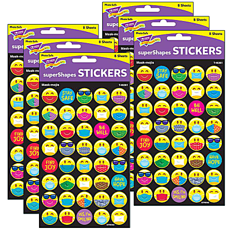 Trend superShapes Stickers, Mask-mojis, 320 Stickers Per Pack, Set Of 6 Packs