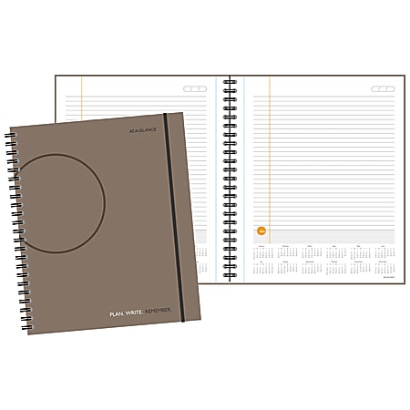 AT-A-GLANCE Daily Planning Notebook, 9" x 11", Gray, January 2017–December 2018