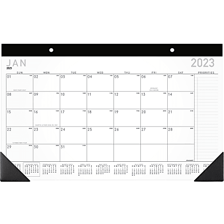 AT-A-GLANCE Contemporary 2023 RY Compact Monthly Desk Pad Calendar, 18" x 11"