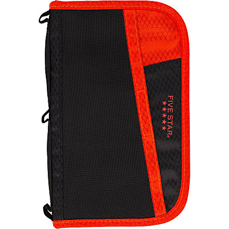 Five Star Pencil Pouch, Pen Case, Fits 3 Ring Binder, Multi-Pocket Pouch,  Black/Red (50162CE8)