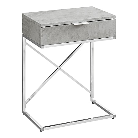 Monarch Specialties Accent End Table, Rectangular, Gray Cement/Chrome