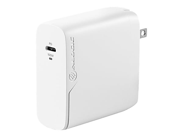 ALOGIC Rapid Power 1X100 GaN Charger - Power adapter - 100 Watt - 5 A - PD 3.0 (24 pin USB-C) - on cable: USB-C - white - United States